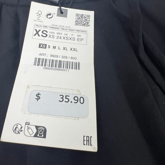 Zara Women's Size XS Black Drawstring Polyester Straight Leg Lightweight Pants - Picture 3 of 15